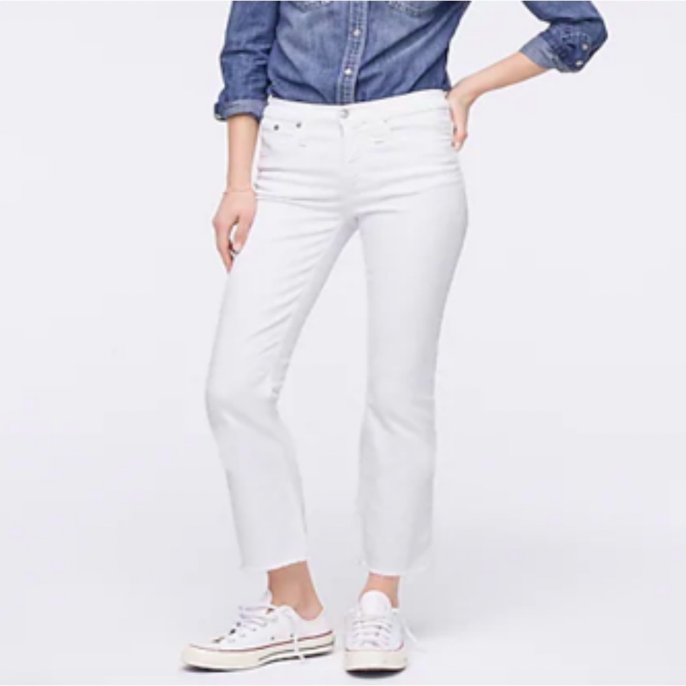 J.Crew 9 inch Demi boot crop jean in white wash